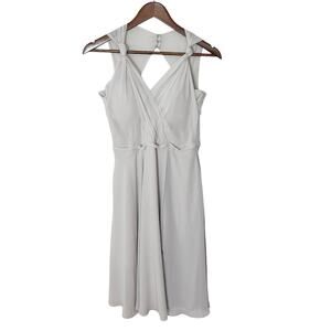 Mori Lee by Madeline Gardner Gray Chiffon Dress US 8 Bridesmaid Cocktail